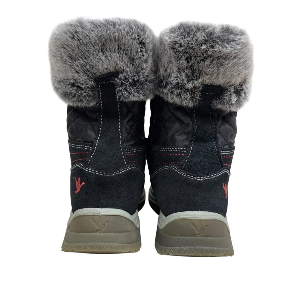 Santana Canada Women Maleo Winter Boots Faux Fur Cuff Waterproof Black Red Sz 7